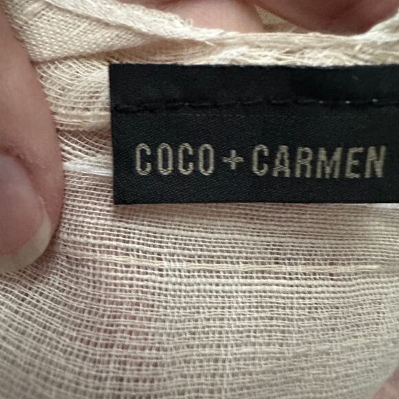 Coco + Carmen Open Front Kimona Peach White Pink One Size Polyester - Picture 4 of 8